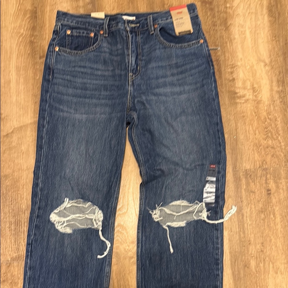 Levi's Blue Relaxed Fit Jeans with Distressed Details